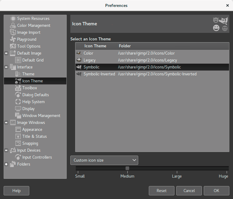 Configurable icon size in GIMP 2.9.6